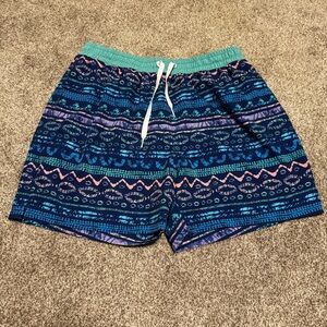 Chubbies Swim Trunks 5.5" Inseam Blue Geometric Print Mens Large Lined Pockets